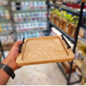 سینی مستطیل بزرگ دسته مشکی